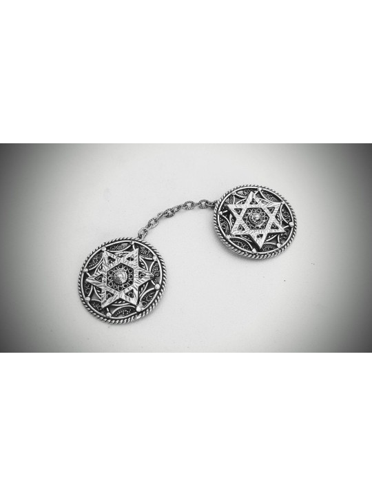 מגן דוד כסף קליפס טלית בצורת משושה , מתנות לפסח , א